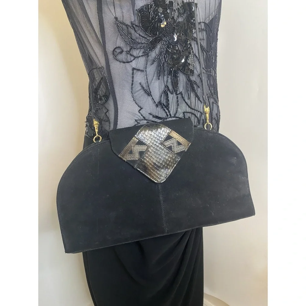 Jasmin Genuine Suede Leather Snakeskin Vintage‎ Crossbody Clutch Bag Hong Kong